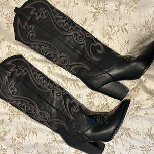 Nordstrom Black and Purple Heeled Boots